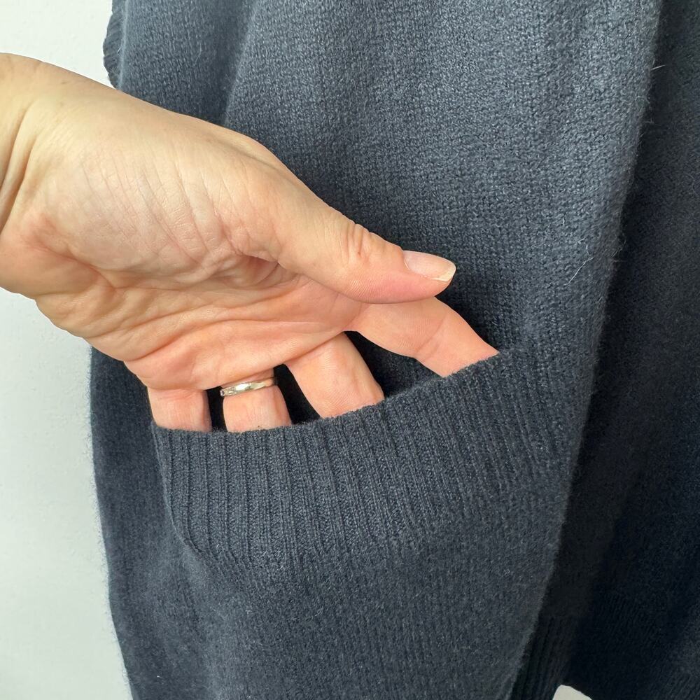 Halogen 100% Cashmere Easy Throw On Ruana in Black - One Size - Picture 2 of 7